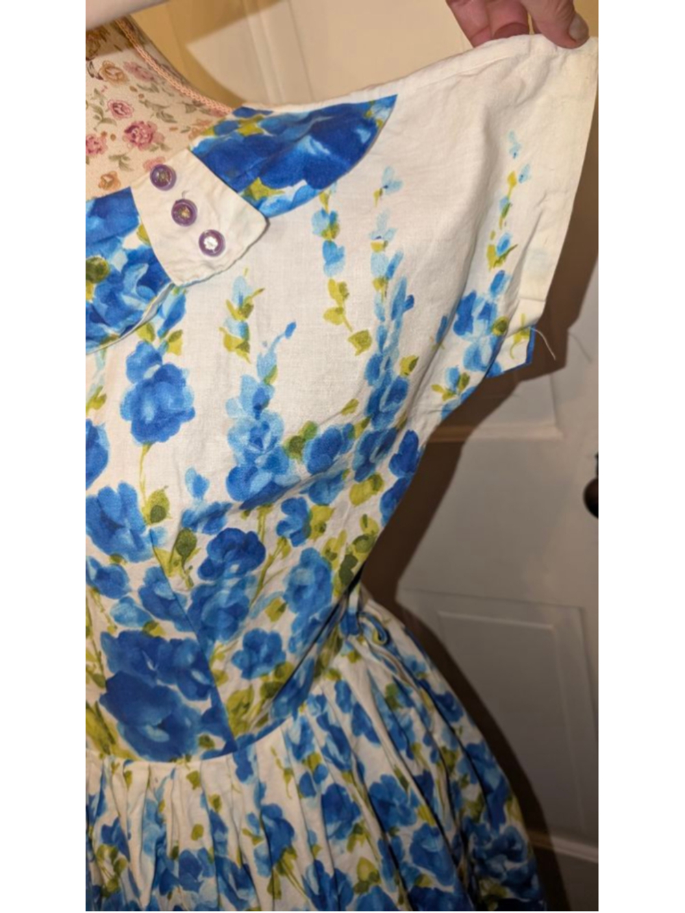 vintage 1950s Floral Cotton Dress - Picture 5 of 16